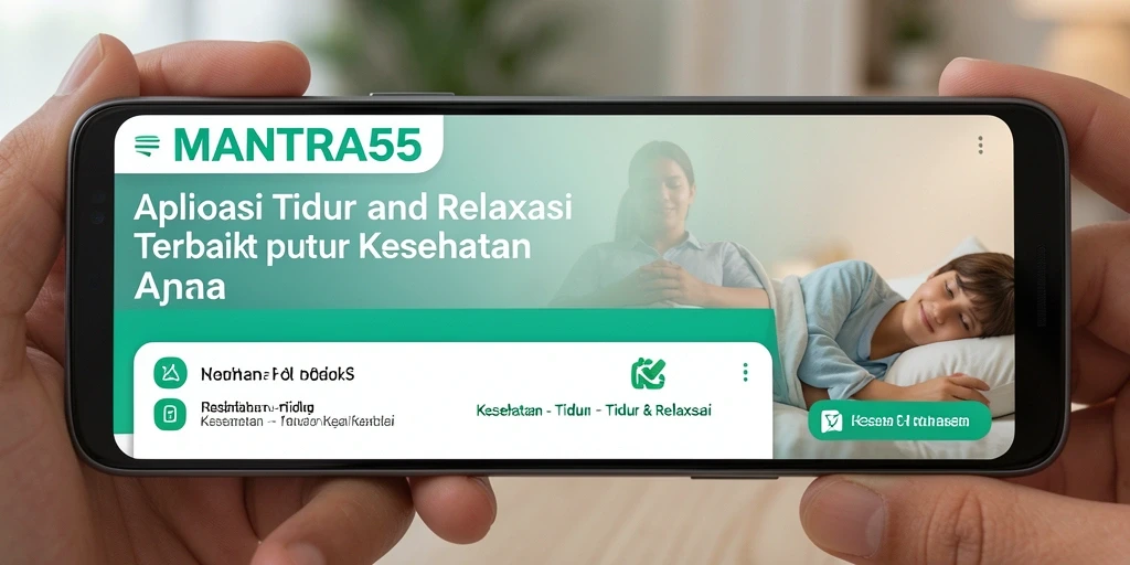 Antarmuka aplikasi MANTRA55 yang menampilkan fitur Tidur dan Relaksasi.