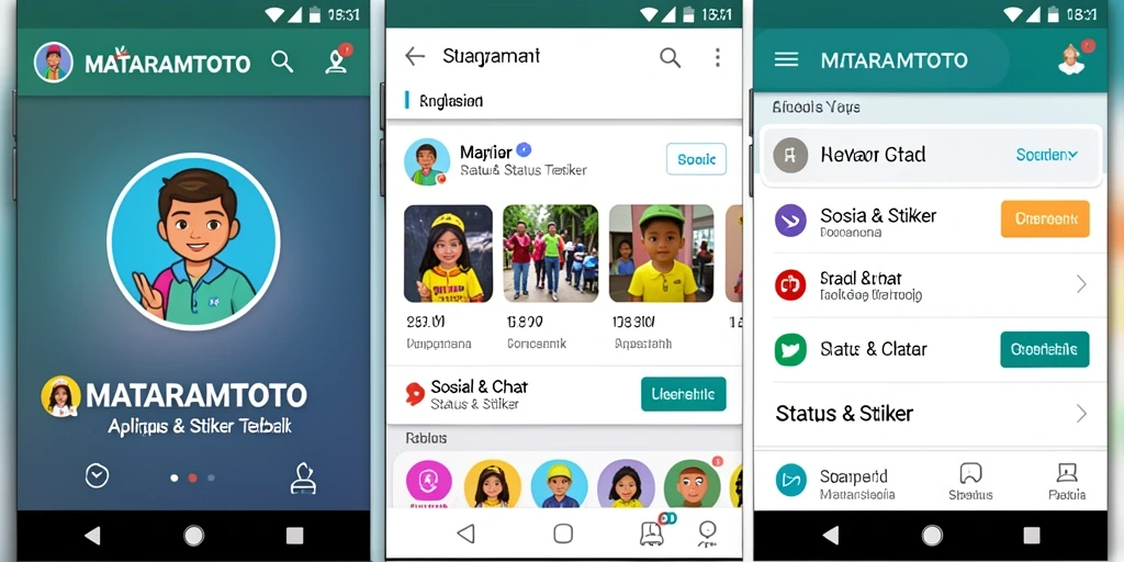 Antarmuka user-friendly dengan koleksi stiker menarik.
