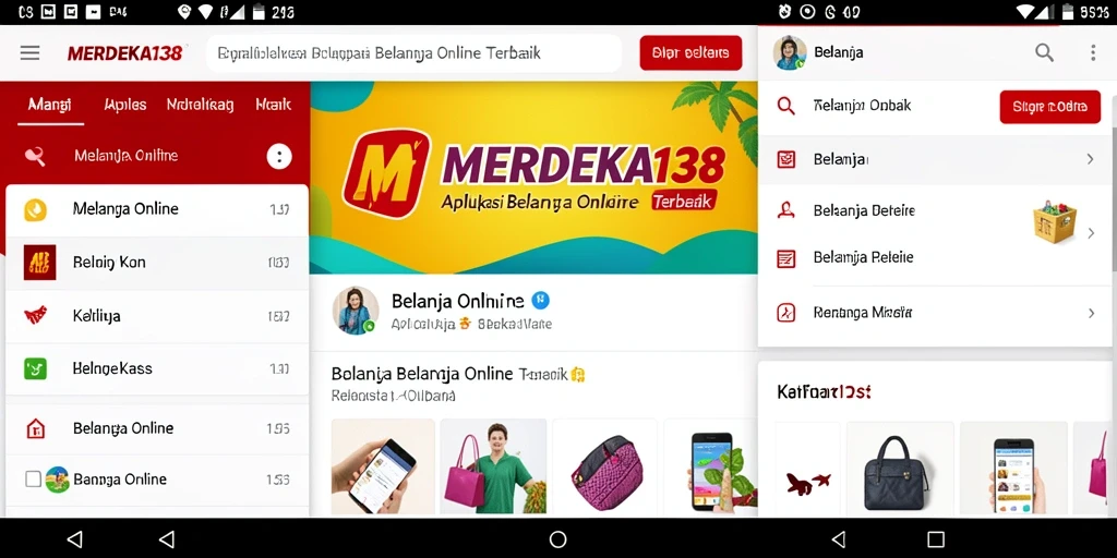 Antarmuka aplikasi MERDEKA138 untuk belanja online yang menarik.